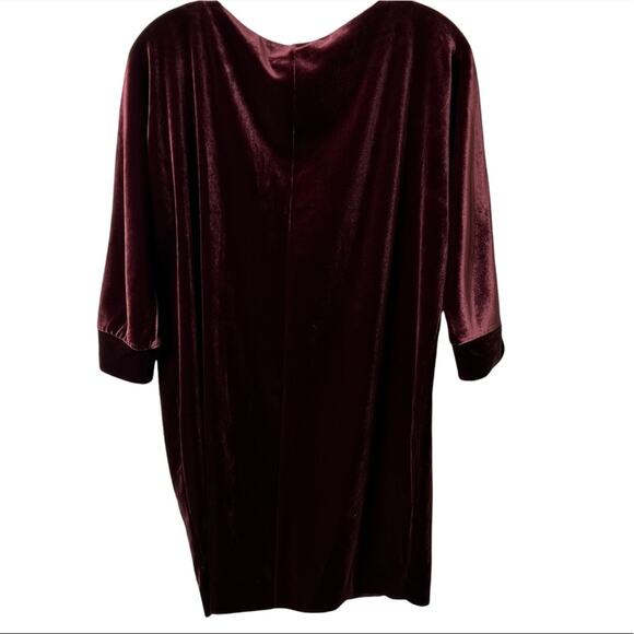 NEW YORK AND COMPANY BURGUNDY LOOSE VELVET DRESS OR TOP WOMEN SMALL VALENTINES - Picture 4 of 4